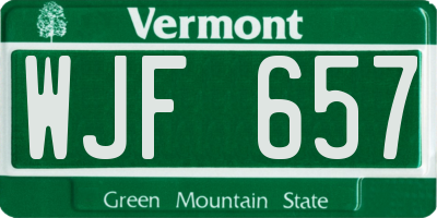 VT license plate WJF657