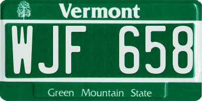 VT license plate WJF658