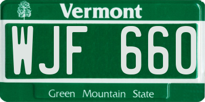 VT license plate WJF660
