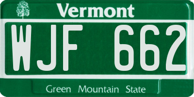 VT license plate WJF662