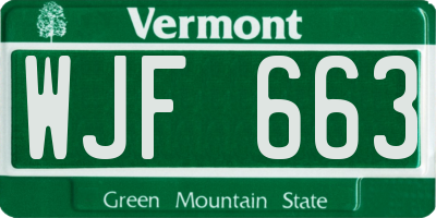VT license plate WJF663