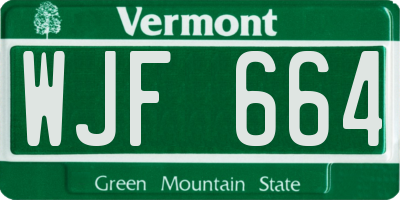 VT license plate WJF664