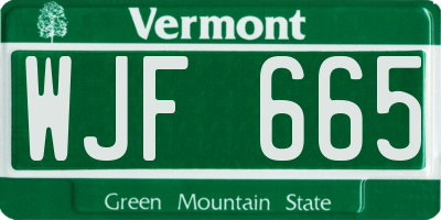 VT license plate WJF665