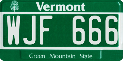 VT license plate WJF666