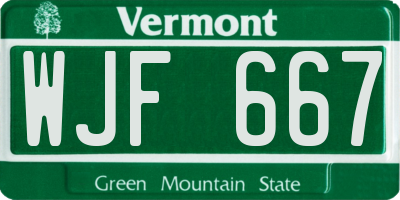 VT license plate WJF667