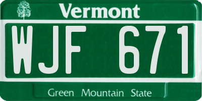 VT license plate WJF671