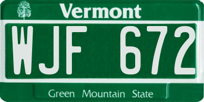 VT license plate WJF672