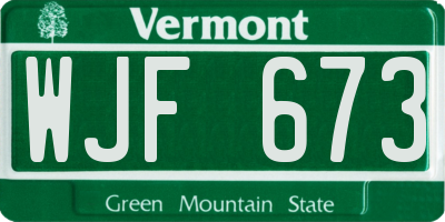 VT license plate WJF673