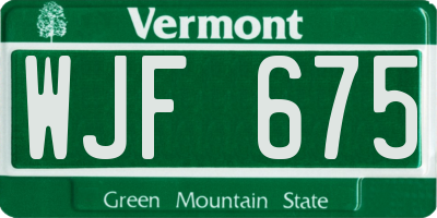 VT license plate WJF675