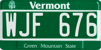 VT license plate WJF676