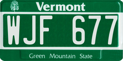 VT license plate WJF677