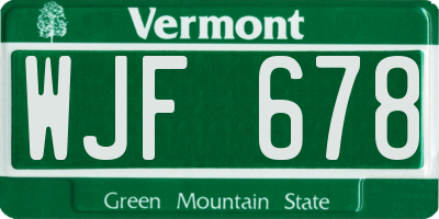 VT license plate WJF678