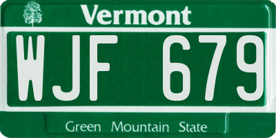 VT license plate WJF679