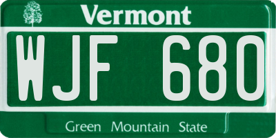 VT license plate WJF680
