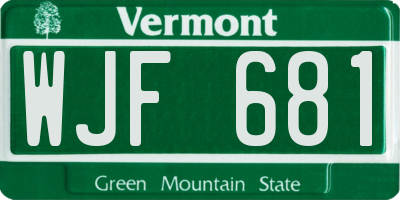 VT license plate WJF681
