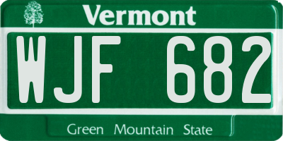 VT license plate WJF682