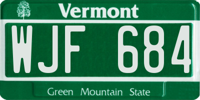 VT license plate WJF684