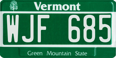 VT license plate WJF685