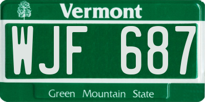 VT license plate WJF687