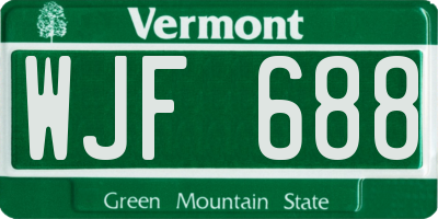 VT license plate WJF688