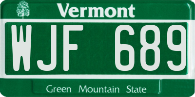 VT license plate WJF689