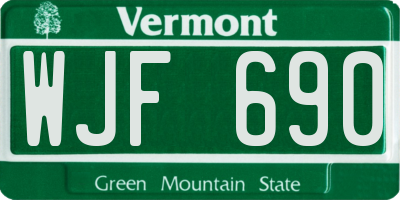 VT license plate WJF690