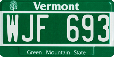 VT license plate WJF693