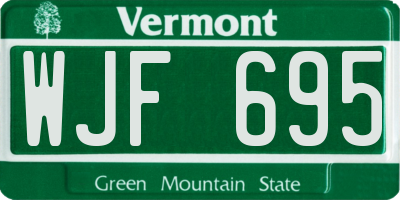 VT license plate WJF695