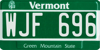 VT license plate WJF696
