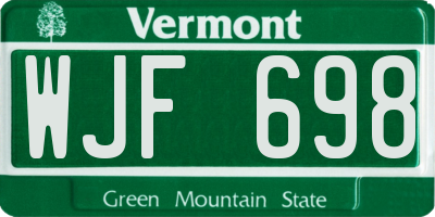 VT license plate WJF698