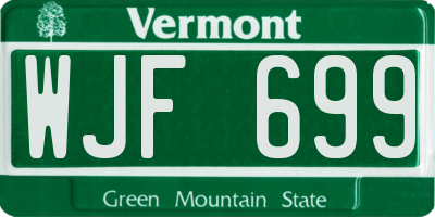 VT license plate WJF699