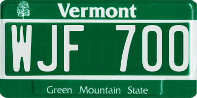 VT license plate WJF700