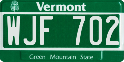 VT license plate WJF702