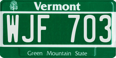 VT license plate WJF703