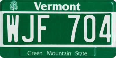 VT license plate WJF704