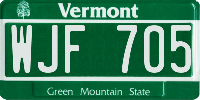 VT license plate WJF705
