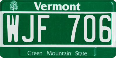 VT license plate WJF706