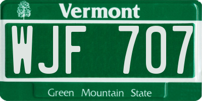 VT license plate WJF707