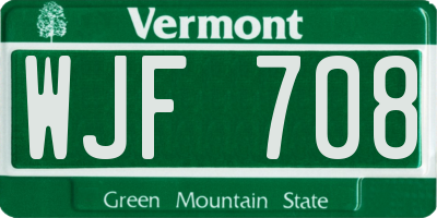 VT license plate WJF708