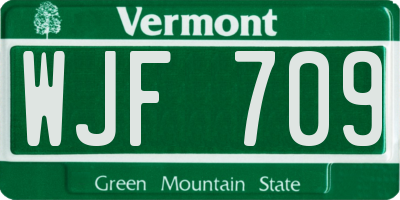 VT license plate WJF709