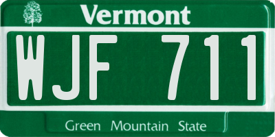 VT license plate WJF711