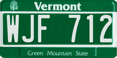 VT license plate WJF712