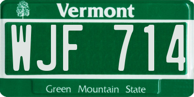 VT license plate WJF714