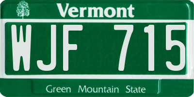 VT license plate WJF715