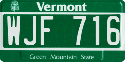 VT license plate WJF716
