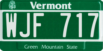 VT license plate WJF717
