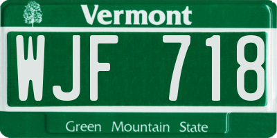 VT license plate WJF718