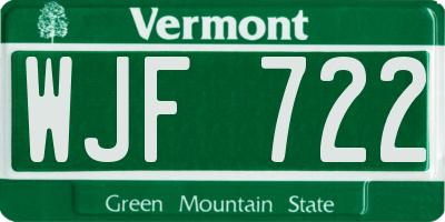 VT license plate WJF722