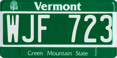 VT license plate WJF723