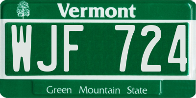 VT license plate WJF724